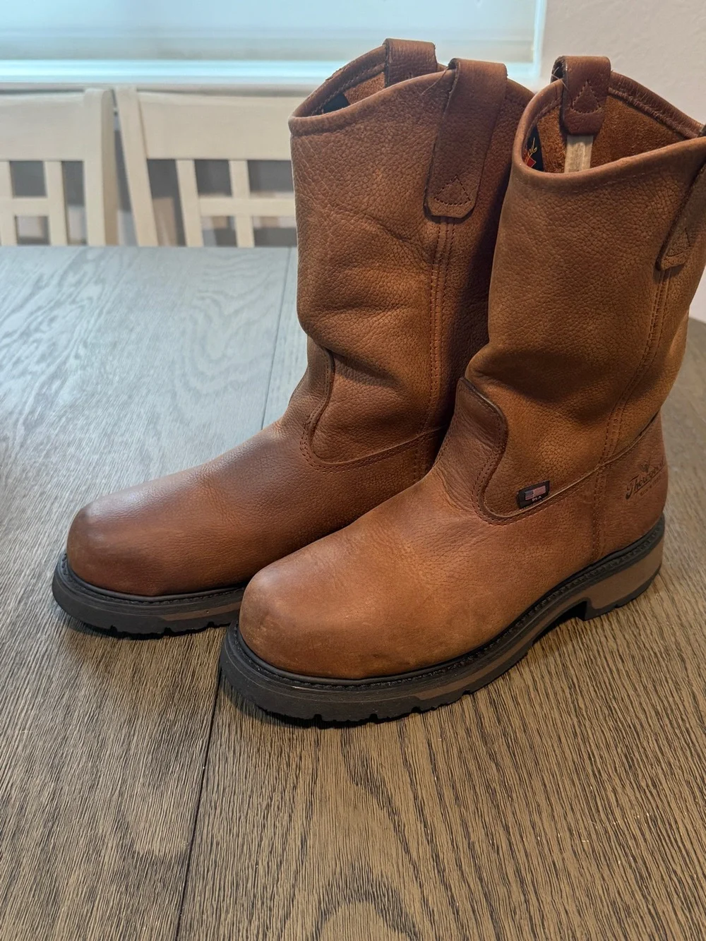 Men's Brown Genuine Leather Pull-On Steel-toes Work Boots